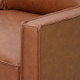 Camel Brown Top-Grain Leather Armchair with Track Arms and Tapered Wood Legs