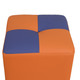 Orange and Blue Cat-Scratch Leather Square High Stool with Tufted Cushion