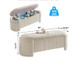 50-Inch Off-Green Corduroy Oval Storage Bench with Cushioned Seat and Padded Top