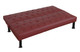 Red Faux Leather Convertible Sleeper Sofa with Adjustable Construction