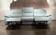 Off-White Fabric 3-Seat Dual Reclining Sofa with Adjustable Center Headrest