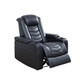 Dark Blue 6-Piece Top-Grain Leather Power Reclining Theater Seating Set with LED
