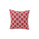 17.5-Inch Red and White Multicolor Cotton-Linen Square Throw Pillow with Profile