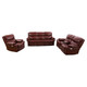 Burgundy 3-Piece Breathable Leather Reclining Living Room Set with Consoles Cup