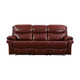 Burgundy 3-Piece Breathable Leather Reclining Living Room Set with Consoles Cup