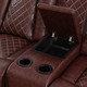 Brown 3-Piece Breathable Leather Reclining Living Room Set with LED Lighting