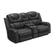 Dark Gray 3-Piece Breathable Leather Reclining Living Room Set with Console