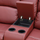 Red 3-Piece Semi-PU and PVC Reclining Living Room Set with Cup Holder Consoles