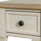 Light Brown MDF and White Oak Side Table with Drawer and Lower Shelf and Profile