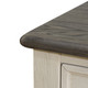 Dark Gray MDF and White Oak Storage Table with Drawers and Contrasting Wood
