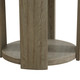 Walnut MDF and Oak Round Side Table with Lower Shelf and Integrated Drawer Shelf