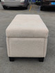 Light Beige Sherpa Upholstered Storage Bench with Tufted Cushion and Tapered