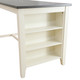 White Oak and Black MDF Counter-Height Console Table with Side Storage Shelves