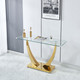Clear Silver Tempered Glass Console Table