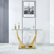 Clear Silver Tempered Glass Console Table