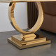 Black Gold Stone-Look MDF End Table with Metal Base