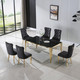 Black Gold Modern Tempered Glass Dining Table