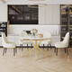White Silver Premium Stone-Look MDF Round Dining Table