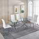 Clear Silver Glass Top Dining Table