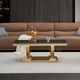 White Silver Stone-Look MDF Coffee Table with Metal Base