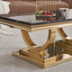 White Silver Stone-Look MDF Coffee Table with Metal Base