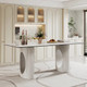 White Premium Glass Top Rectangular Dining Table