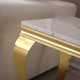 White Silver Stone-Look MDF End Table with Metal Base