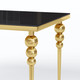 White Gold Glass Top Rectangular Dining Table with Metal Base