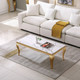 White Silver Stone-Look MDF Coffee Table with Metal Base