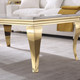 White Silver Stone-Look MDF Coffee Table with Metal Base