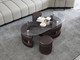 Brown Premium Tempered Glass Coffee Table Set