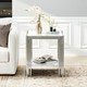 White Silver Glass Top End Table