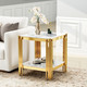 White Silver Glass Top End Table