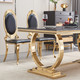 Black Gold Stone-Look MDF Rectangular Dining Table