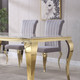 White Gold Stone-Look MDF Rectangular Dining Table