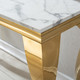 White Gold Stone-Look MDF Console Table with Metal Base