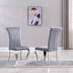 Gold Grey PU Upholstered Dining Chair Set of 2