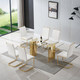 White Silver Tempered Glass Rectangular Dining Table