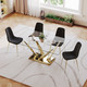 Clear Gold Glass Top Dining Table