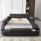 White Leather Upholstered King Storage Bed