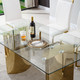 White Gold Modern Tempered Glass Rectangular Dining Table