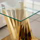 Gold Tempered Glass End Table with Stainless Steel Frame