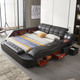 Grey Leather Upholstered Queen Storage Bed