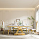 White Silver Stone-Look MDF Rectangular Dining Table