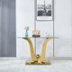 Clear Gold Tempered Glass Console Table