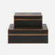 Cooper 29-Piece Box Set - Black Realistic Faux Shagreen and Walnut Veneer - Set Of