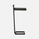Ellery 13-Inch Black and Texturized Bronze Realistic Faux Shagreen and Steel Accent Table