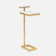 Ellery 13-Inch Blanc and Texturized Gold Realistic Faux Shagreen and Steel Accent Table