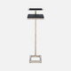Ellery 13-Inch Navy and Texturized Silver Realistic Faux Shagreen and Steel Accent Table