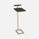 Ellery 13-Inch Dark Mushroom and Texturized Silver Realistic Faux Shagreen and Steel Accent Table
